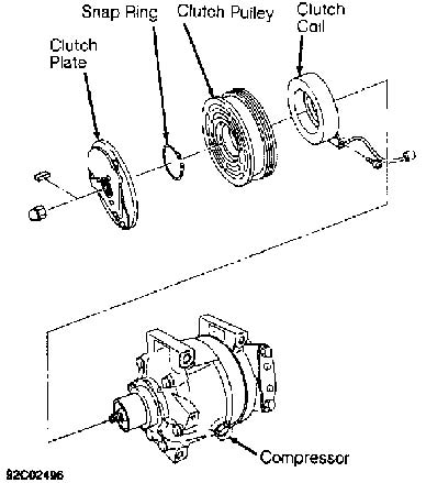 Fig. 3: Exploded View Of Compressor Clutch (Calsonic V5 ) Courtesy of